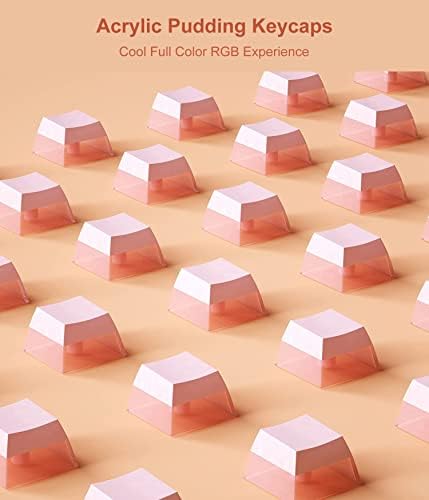 Akko 3087 Sakura Jelly Mechanical Keyboard with Cherry Red Switches, 18 RGB Lighting, Transparent Acrylic Case, PBT Pudding Keycaps, 80% Layout Pink TKL Keyboard for Girls Gift
