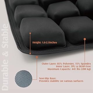 ERGOOCUSHION Inflatable Seat Cushion for Airplane & Travel – Portable Inflatable Pad with Built-in Pump, Adjustable Firmness, Tailbone & Back Pain Support, Carry Bag Included