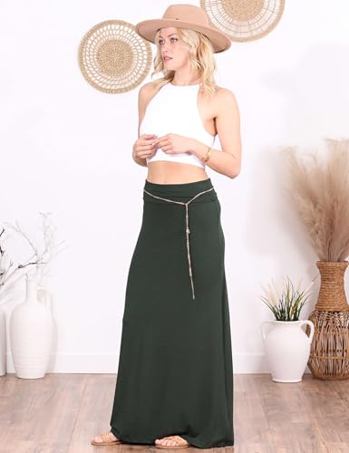 Image of Popana Long Maxi Skirt for Women, Flowy Long Skirts for Women | High Waisted Soft Trendy Rayon, Sundress Convertible Skirt, Long Length Bodycon Maxi Skirt, Petite and Plus Size