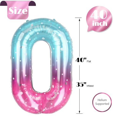 Image of Starry Sky Number 0 Balloon 40 Inch, 0 Balloon Number for 10th 20th 30th 40th 50th 60th Birthday Decorations, Starry Sky Party Supplies