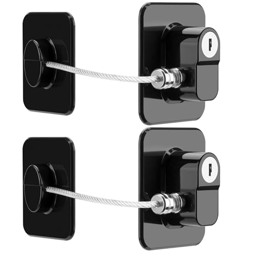 Lonimia 2Pack Refrigerator Lock Heavy Duty Fridge Combination Lock For Cabinets Drawers Safety Easy Install No Keys Needed (Black 6Cm)