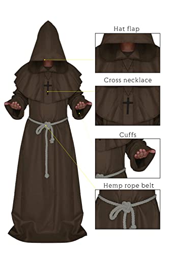 Medieval Monk Robe Priest Robe Halloween Cosplay Costume Cloak #TOP2
