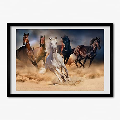 Cadre photo chevaux au galop 70x50 cm pour habiller un mur vide en MDF