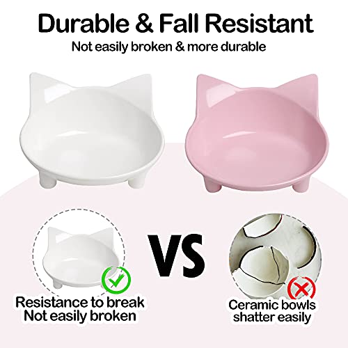 Cat Bowl Cat Food Bowls Non Slip Dog Dish Pet Food Bowls Shallow Cat Water Bowl Cat Feeding Wide Bowls To Stress Relief Of Whisker Fatigue Pet Bowl Of Dogs Cats Rabbits Puppy(Safe Food-Grade Material) #TOP2