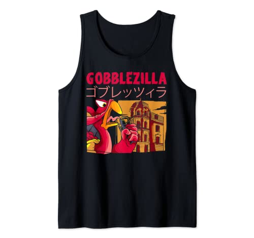 Turkey Day Thanksgiving Gobblezilla Camiseta sin Mangas
