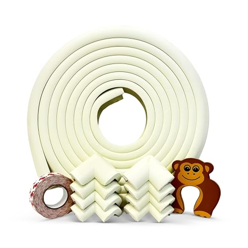 Baby Koku Safety Corner Guard Table Edge Corner Protector Strip for Kids Baby Proofing Foam for bed rail guard for kids Set Child Protection Bumper Strip -4 Meters Strip 8 pcs Corner Protector