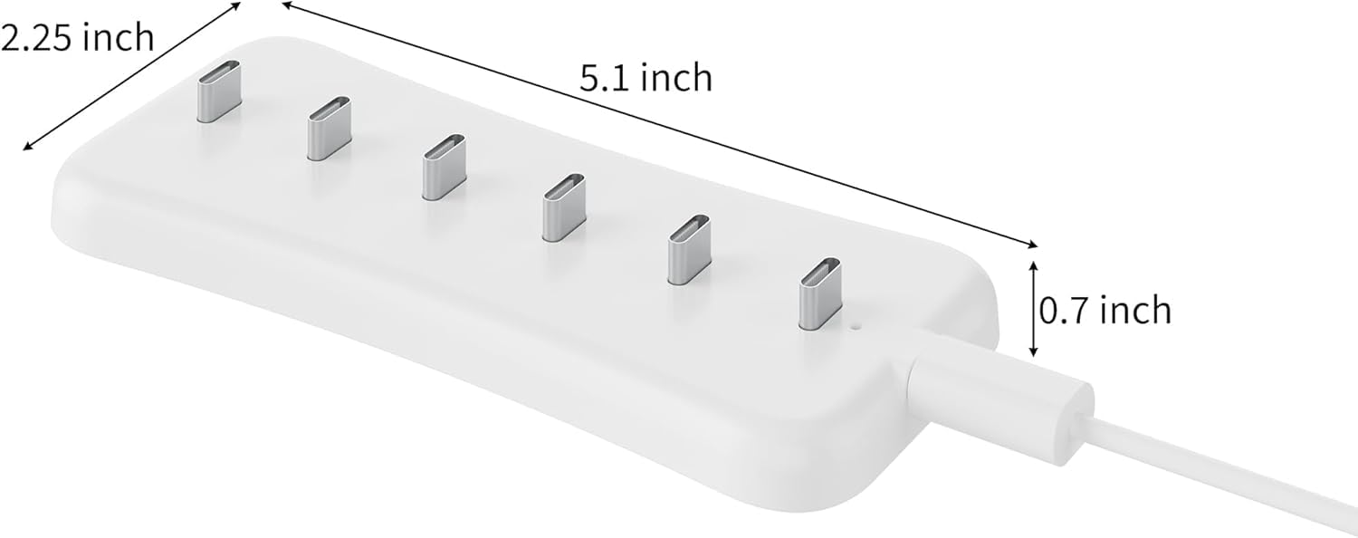 USB-Unterschrank-Ladestation mit 6 Typ-C-Ladeanschlüssen, 2er-Pack, tragbares Licht mit Bewegungssensor für den Innenbereich, Multi-Lichtspeicher und Ladestation