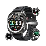 uaue Military Smart Watches for Men(Answer/Make Call), AMOLED 1.43' Smartwatch, Flashlight/130+ Sports/Heart Rate/Sleep Monitor/Fitness Activity Tracker, IP68 Waterproof Fitness Watch for Android iOS