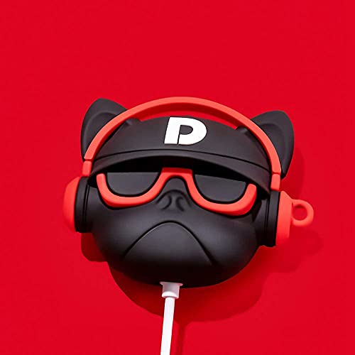 Compatible With Airpods Pro Case, Silicone 3D Cute Animal Bulldog Fun Cartoon Character Airpod Cover, Kawaii Funny Fashion Cool Design Skin, Shockproof Cases Red Hiphop Bulldog #TOP2