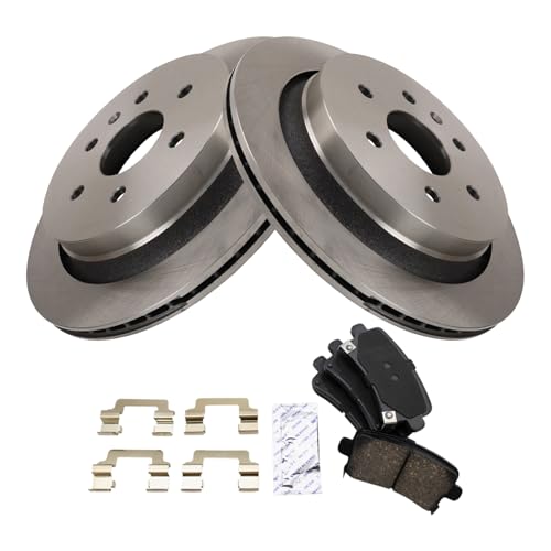 Image of TRQ Rear Brake Pad and Rotor Set Ceramic Compatible with 2013-2019 Cadillac XTS