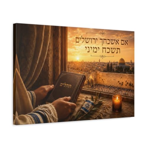 Jérusalem toile de qualité premium 60x40 cm avec châssis épais de 3 cm