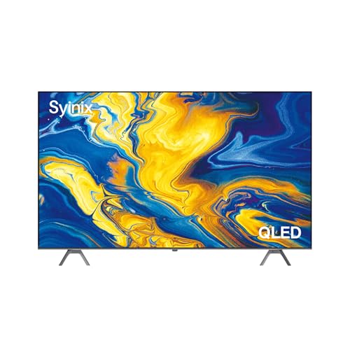 شاشة بدون إطار 55Q61 بدقة 4K UHD وتقنية QLED بنظام تشغيل جوجل تي في ذكي مع جهاز استقبال ومثبت مدمج من ساينيكس، 55 بوصة