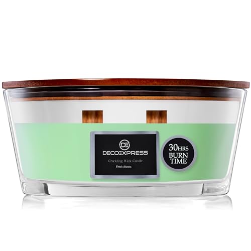 DECO EXPRESS Scented Candles, Double Wick Crackle Candles, Long 50 Hours Burn Time, Calming & Cosy Home Decor, Birthday