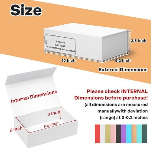 RYDDOY 9.5x6x3'' Gift Box, White Gift Boxes with Lids for Presents Magnetic - 1