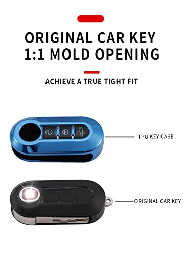 Carcasa Fiat 500 de TPU suave antichoque con llavero de cuero integrado 5