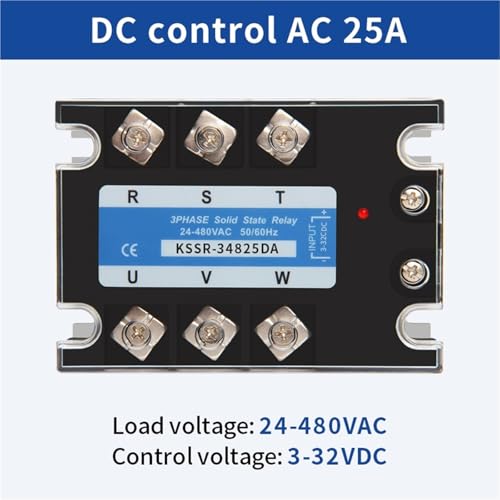 Relais statique triphasé SSR 25A commande DC 3-32V puissance AC