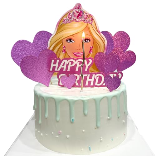 Decoraciones para tarta de cumpleaños para niña, Happy Birthday Decoraciones Pastel, Cake Topper para Fiesta de Cumpleaños Niños