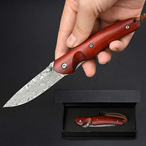 NedFoss Damast Taschenmesser Klappmesser aus Damaststahl