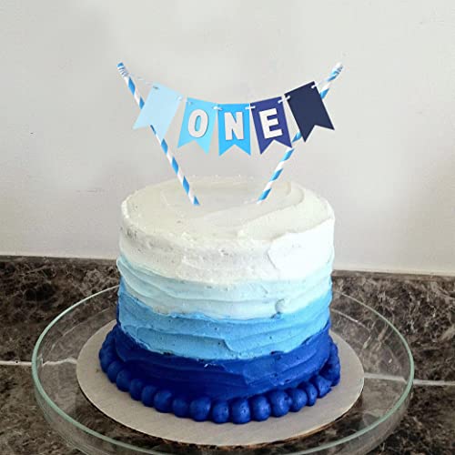 Boy First Birthday Decorations - One Cake Topper, Blue Smash Cake Topper, Blue Ombre Party Decorations, Boy Cake Topper, Boy Cake Bunting (Blue One Ct) #TOP4