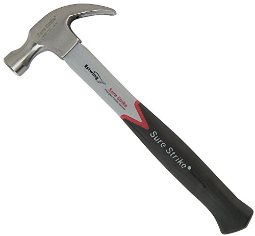 ESTWING Sure Strike Hammer - 16 oz Curved Claw with Fiberglass Handle & No-Slip Cushion Grip - MRF16C