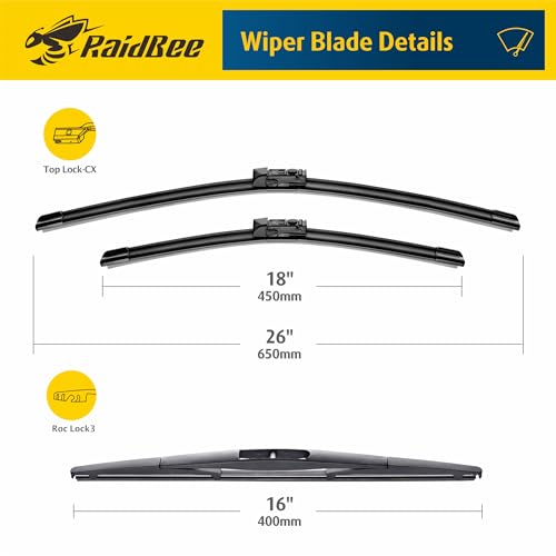 Image of Raidbee Windshield Wiper Blades Replacement for Subaru Outback 2020 2021 2022 2023 2024 2025 All-Season OEM Quality 3 Pack 26 inch+18 inch+16 inch