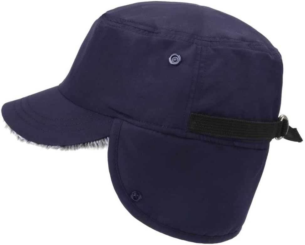 VIDI Mens Women Winter Hat Waterproof with Brim Plush Inner Lining Warm Earflap Faux Male Female Ski Baseball Cap