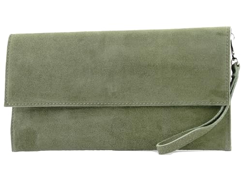 modamoda de T151 - Bolso bandolera para mujer, de ante, Verde grisáceo., small