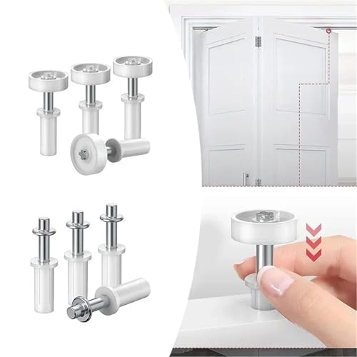Herrajes para puerta plegable Bi-fold 40 piezas, guía superior con ruedas para clósets, despensas y lavanderías miniatura 4