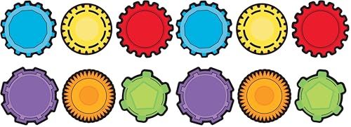 Image of Carson Dellosa 36-Piece Gear Bulletin Board Cutouts, Red, Yellow and Green Cutouts for Bulletin Board, Science, and STEM Classroom Decor, STEM Cutouts for Classroom (Pack of 2)