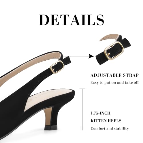 Image of AprCoco Women's Kitten Heels Slingback Pointed Closed Toe Ankle Strap Elegant Women Pumps Shoes for Dating Wedding
