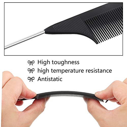 12 Pieces Parting Comb For Braids Rat Tail Comb Steel Pintail Comb Fine Teeth Comb Heat Resistant Teasing Combs With Stainless Steel Pintail #TOP2
