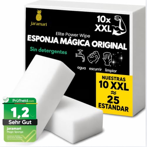 jaramari® 10 Uds. XXL Borrador Mágico, Magic Eraser Sponge, Esponja Mágica Melamina, Esponjas de Limpieza Fuerte - Limpia Hogar, Cocinas, Baños, Paredes, Zapatos, Piscina. Solo Agrega Agua!