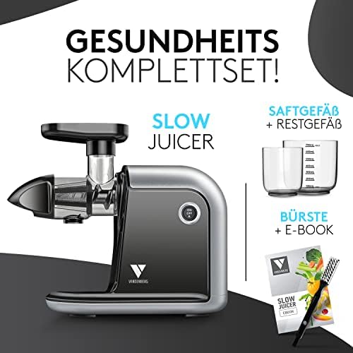 Bild 2 - Vandenberg [DAS ORIGINAL] - Slow Juicer - Entsafter Gemüse und Obst - [150 W] Vitaminschonender Obstentsafter mit Umkehr Funktion Inkl. Reinigungsbürste - BPA Frei
