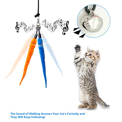 Vovamo Cat Toys For Indoor Cat，1Pcs Retractable Cat Wand Toy And 5Pcs Cat Feather Toys Refills And 1Pcs Fish Teaser Refills, Interactive Kitten Toys Fishing Pole，Fun Toy For Cat Exercise #TOP4
