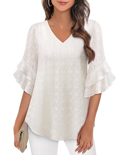 VALOLIA Business Casual Office Tops: Professional Chiffon Blouses - V