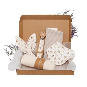 MIMUSELINA Pack Neugeborenen Geschenk | Baby Geschenk Mädchen oder Junge | Babygeschenke zur Geburt & Baby Shower | Geschenkbox verfügbar in verschiedenen Größen | Sahara, Small