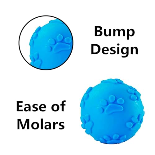 Image of Play Ball for Dogs | Durable Natural Rubber Squeaky Dog Toy | Cute Puppy Paw, Fetch & Chew Safe, Reduces Anxiety (Blue, Size 6cm)