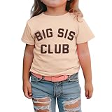 GLIGLITTR Big Sister Shirt Big Sis Club Tshirt Toddler Girl Promoted to Big Sister Announcement Outfit Sibling Reveal Tee Top(Apricot,2-3T)