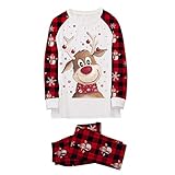 Zldhxyf Weihnachts-Mama-Pyjamas für die Familie Passende Weihnachts-Familien-Pyjama-Sets Print Pjs Plaid Holiday Nachtwäsche Plaid Print Nachtwäsche Rentier Kostüm Mädchen Kleid