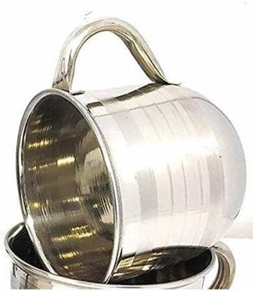 Image of GIFFERMAN Stainless Steel Single Wall Royal Tea Coffee Cup | Mugs With Silver Mirror Finish | Unbreakable Cups for Daily Use | 155ml | Gifting Item Pack of 6