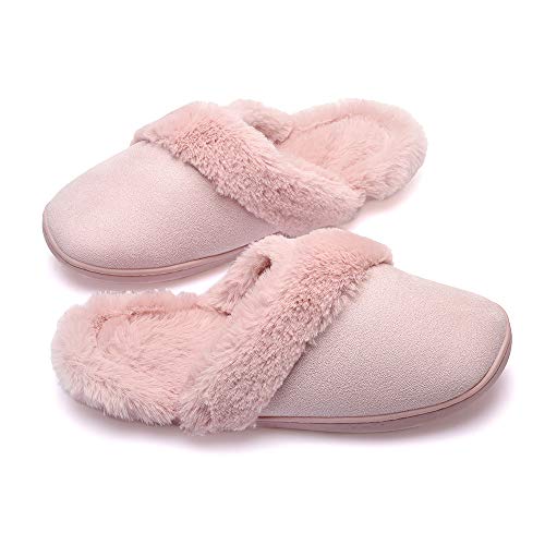Women Slippers Soft Memory Foam House Slippers Slip-on Fuzzy Plush Shoes Indoor Cotton