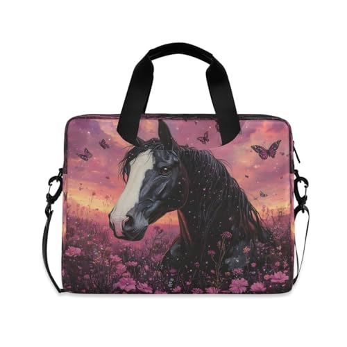 Bolso para laptop ALAZA negro con diseño floral rosa miniatura 1