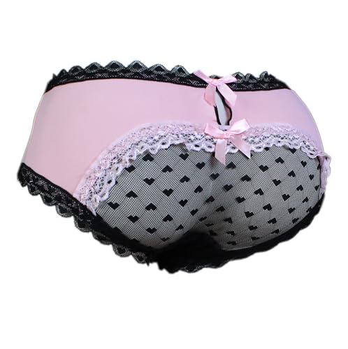 aishani Sissy Pouch Panties Men's Hipster Lace Bikini Briefs Lingerie Underwear,2X-L Pink