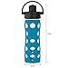 Lifefactory 16-Ounce Glass Water Bottle with Active Flip Cap and Protective Silicone Sleeve, Teal Lake