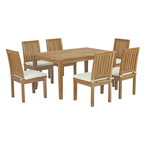 Martha Stewart 7 Piece Outdoor Dining Set Teak: Stylish Comfort for Your Patio 9 Modway Marina Premium Grade A Teak Wood 7 Piece Patio Teak Outdoor Dining Set in Natural White