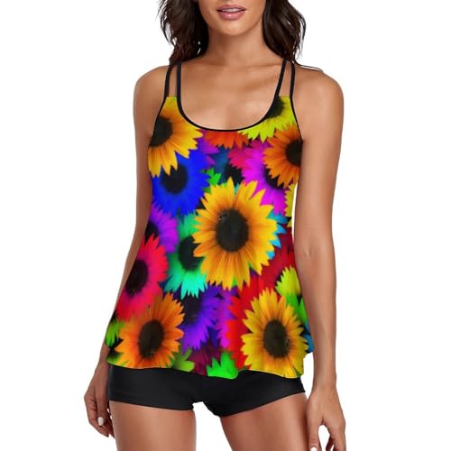 Maillot de bain tankini couvrant fleur de couleur contre les complexes