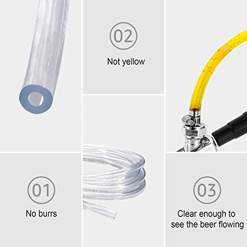 15 Feet - Mrbrew Homebrew Beer Line Tubing, 3/16" Id 7/16" Od Clear Vinyl Tubing Draft Beer Dispensing Food Grade Hose For Kegerator, Beer Tower, D Coupler, Wine Beer Making Beer Hose With Hose Clamps #TOP3