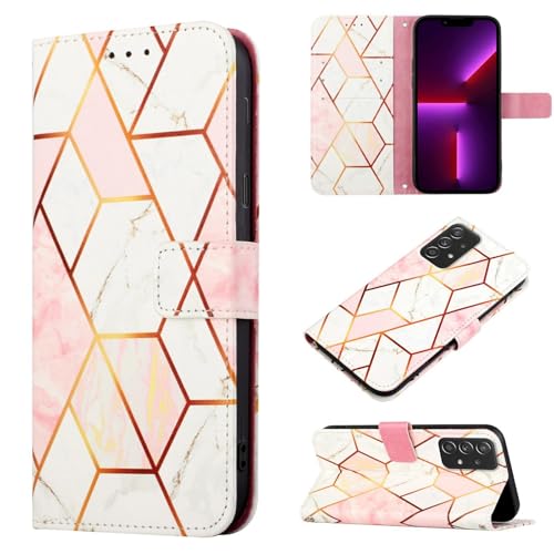 Étui Samsung Galaxy A17 rose blanc housse portefeuille en cuir à rabat