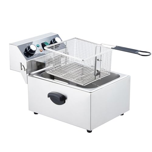 Electric Deep Fryer Stainless Steel with Basket and Lid - 10.56 QT/10 L Capacity, 1800 Watts, 120V Countertop Fryer for Home Kitchen and Restaurant 10