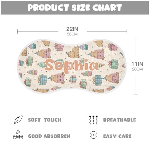 Custom Capybara Name Baby Burp Cloth for Baby Drool and Messes, Personalized Text Absorbent Cotton Burping Cloths Newborn Spit Up Rags for Boys Girls Unisex 1 Pack 100% Cotton 22 x 11 in4